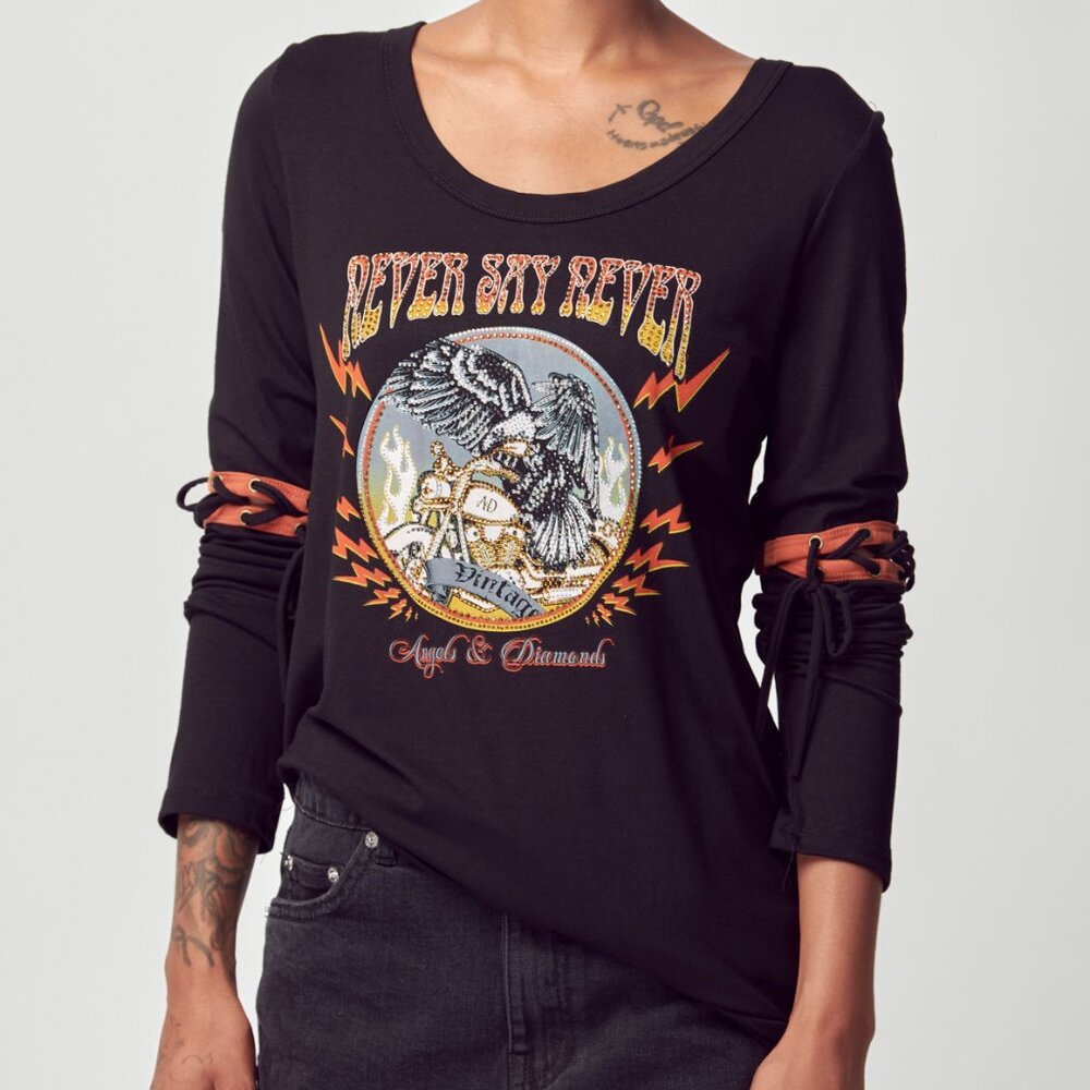 Women's Vintage Bling Angels & Diamonds Long Sleeve Top